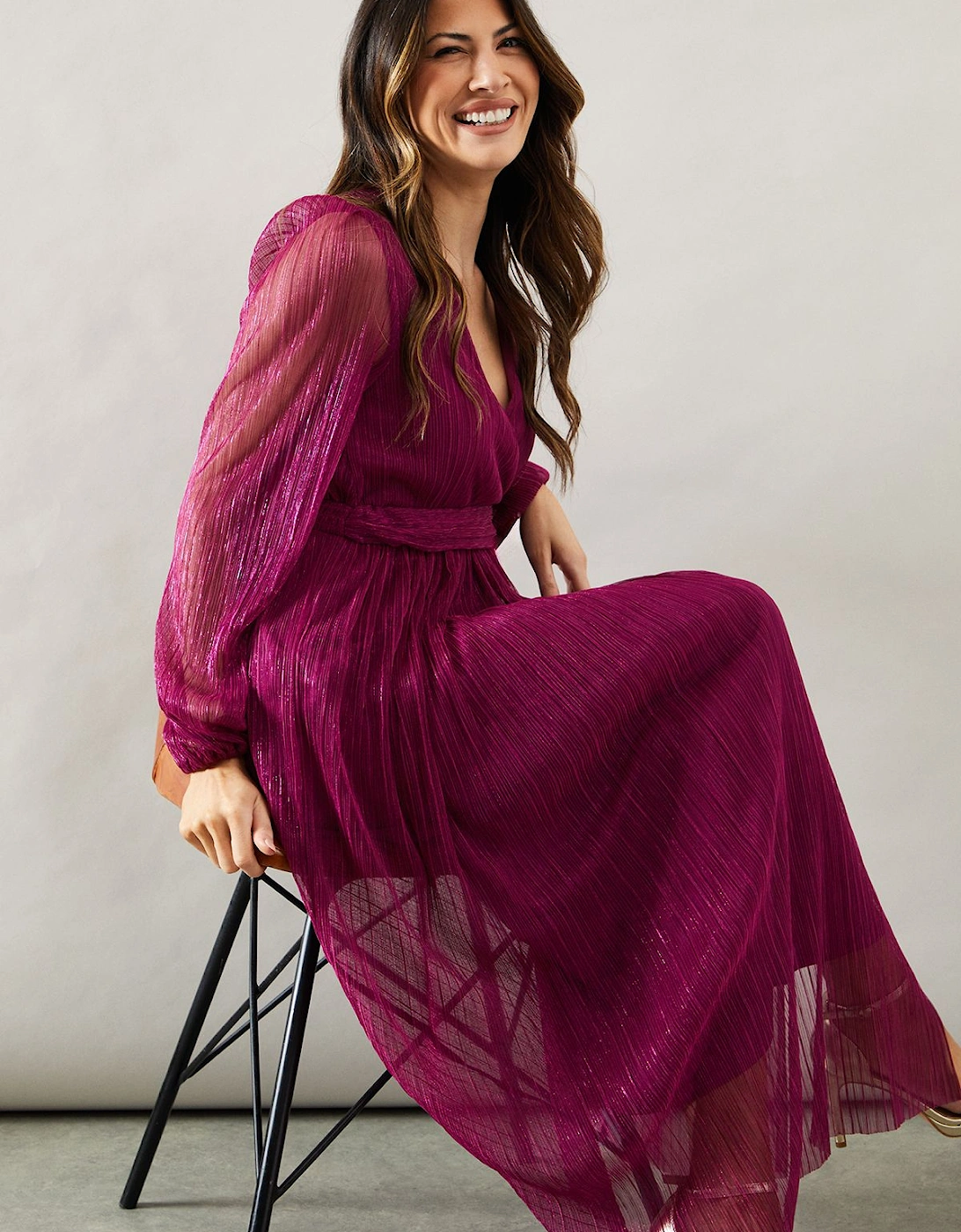 Occasion Plisse Wrap Midaxi Dress, 2 of 1