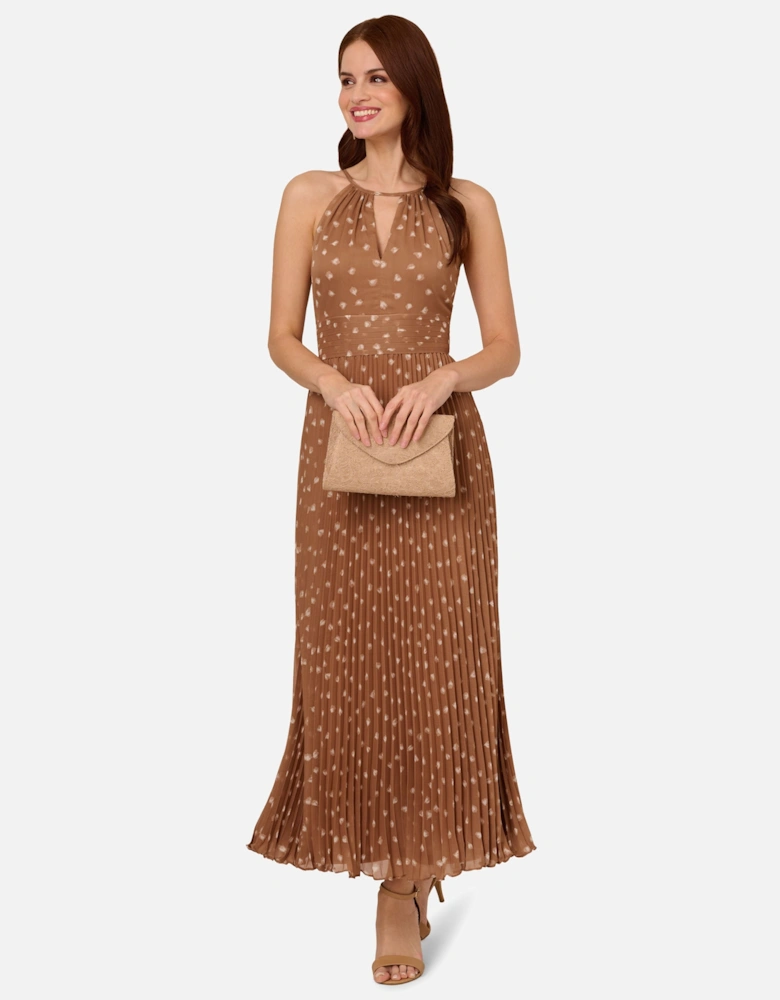 Print Pleat Ankle Dress