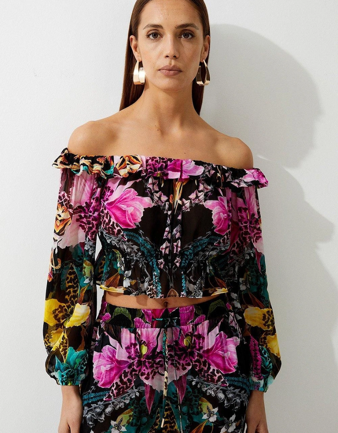 Tropical Floral Viscose Georgette Beach Top, 2 of 1