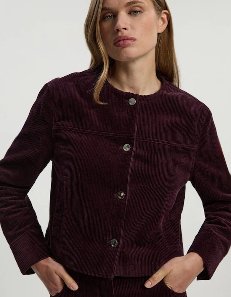 Cord Collarless Tailored Jacket