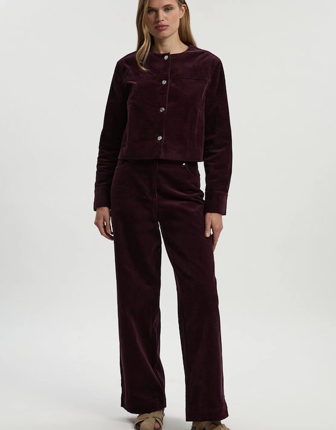 Cord Collarless Tailored Jacket