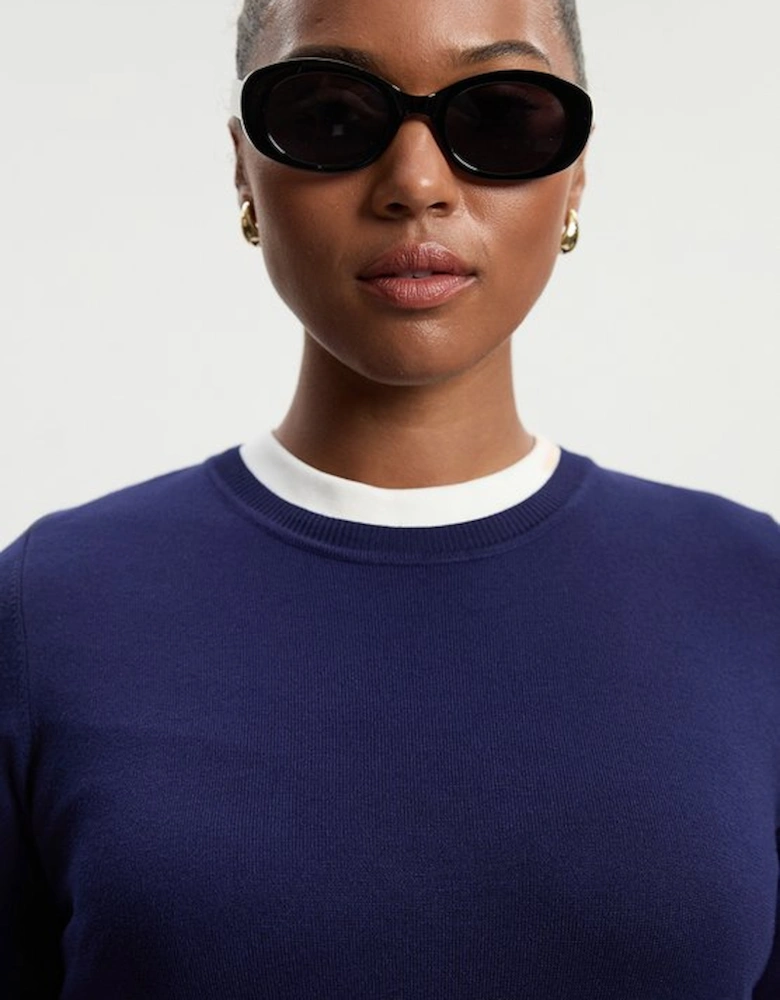 Plus Size Viscose Blend Knitted Crew Neck Jumper