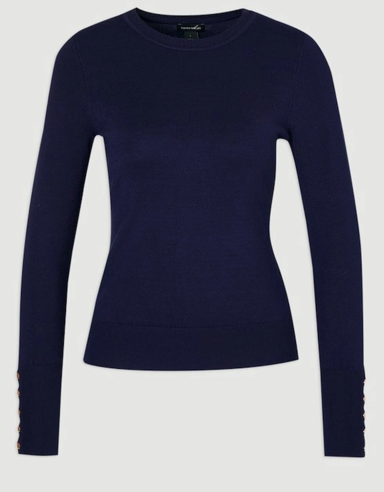 Viscose Blend Knitted Crew Neck Jumper