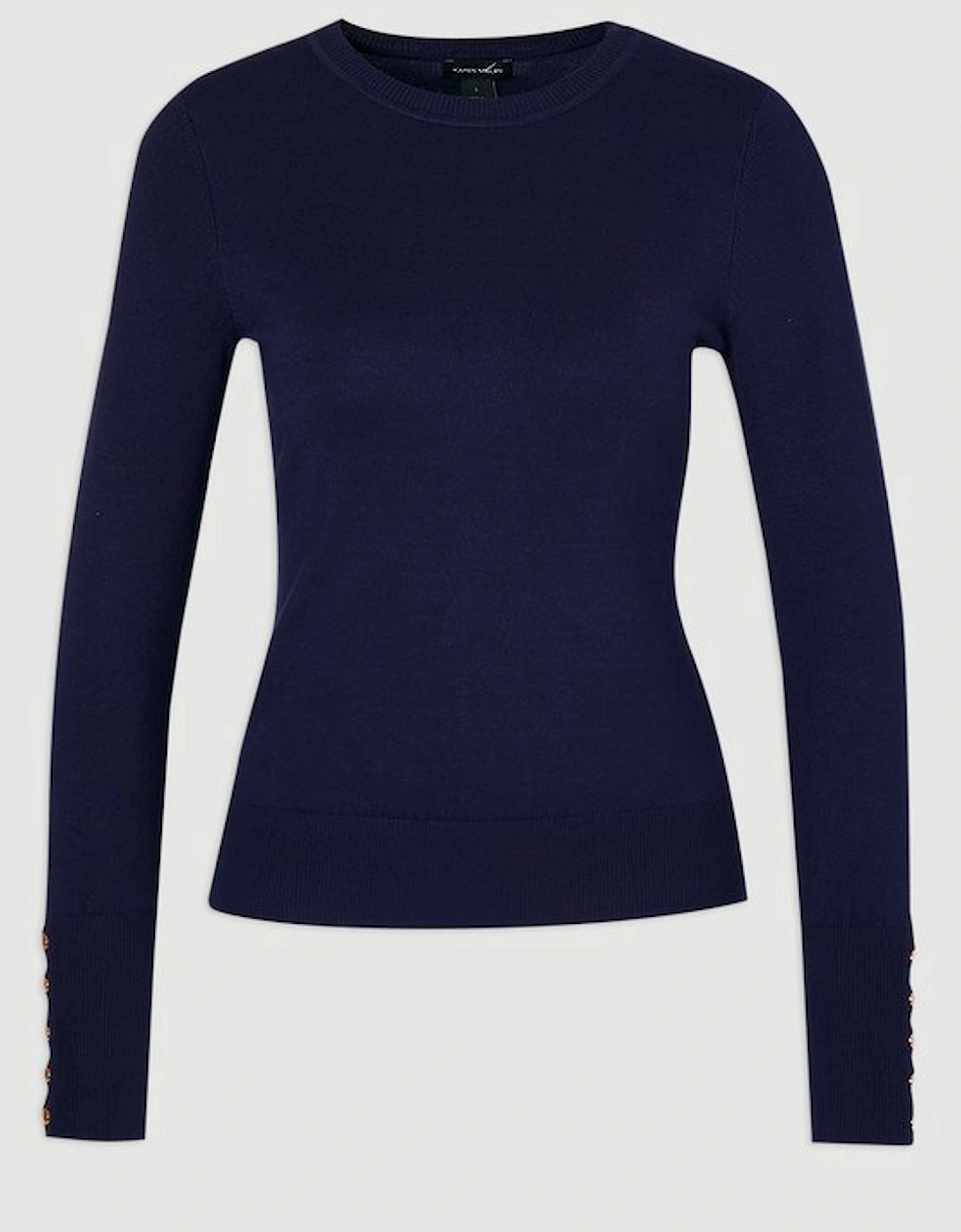 Viscose Blend Knitted Crew Neck Jumper