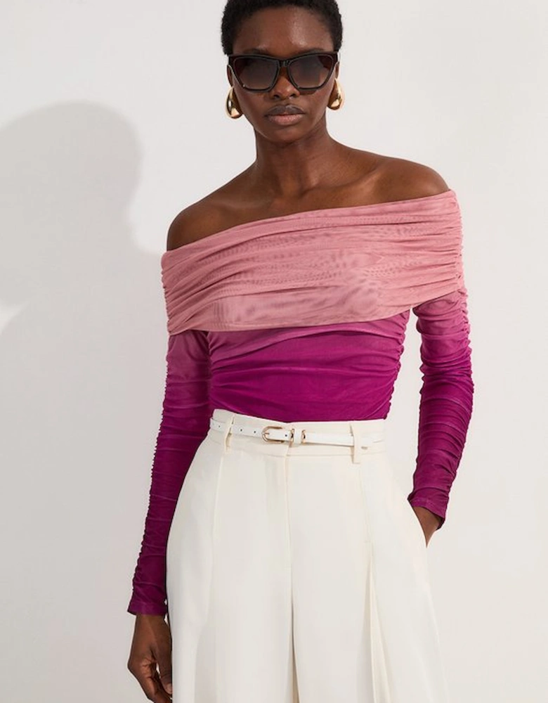 Ombre Jersey Mesh Bardot Bodysuit