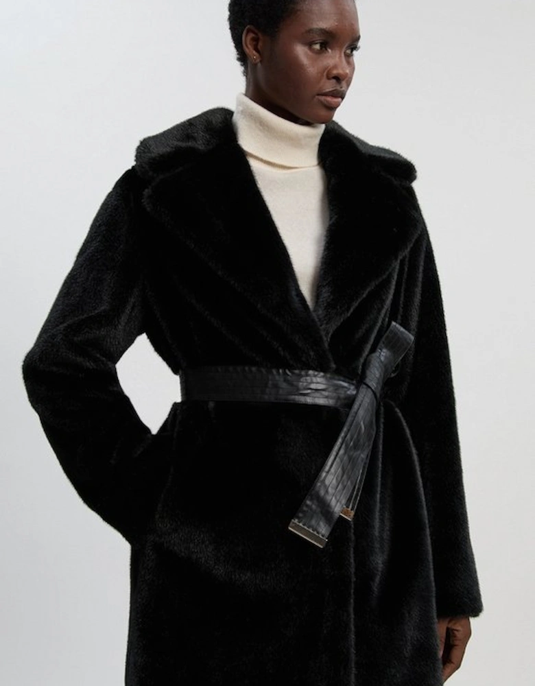 Faux Fur Longline Coat