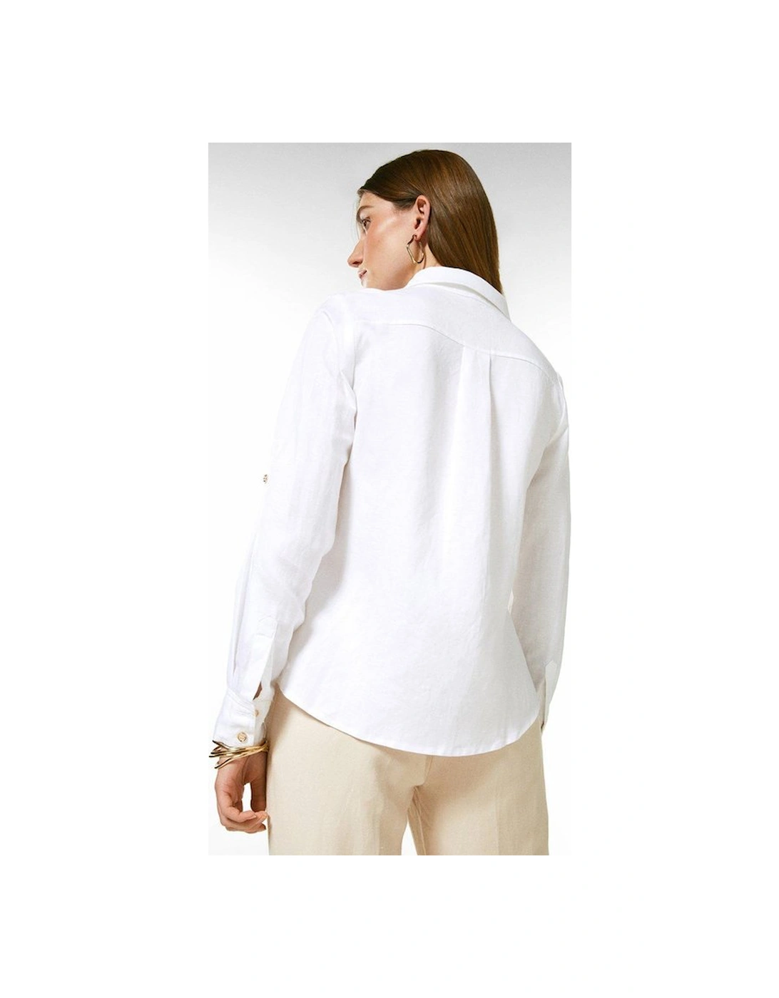 Viscose Linen Woven Button Detail Shirt