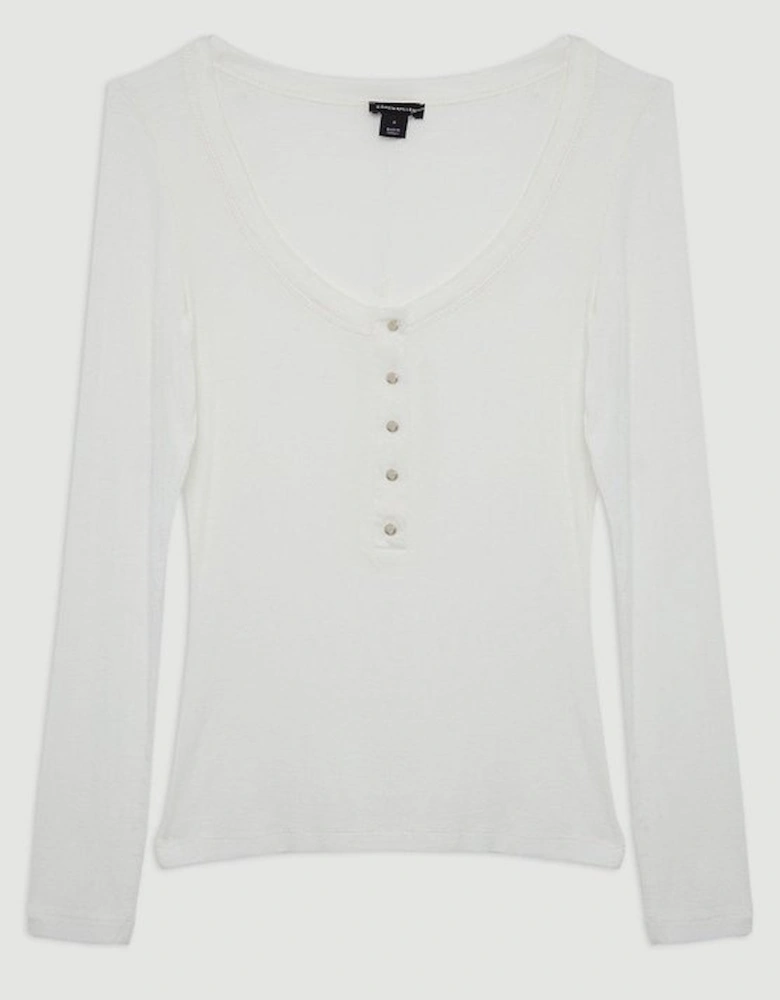 Lux Viscose Rib Jersey Long Sleeve Scoop Neck Top