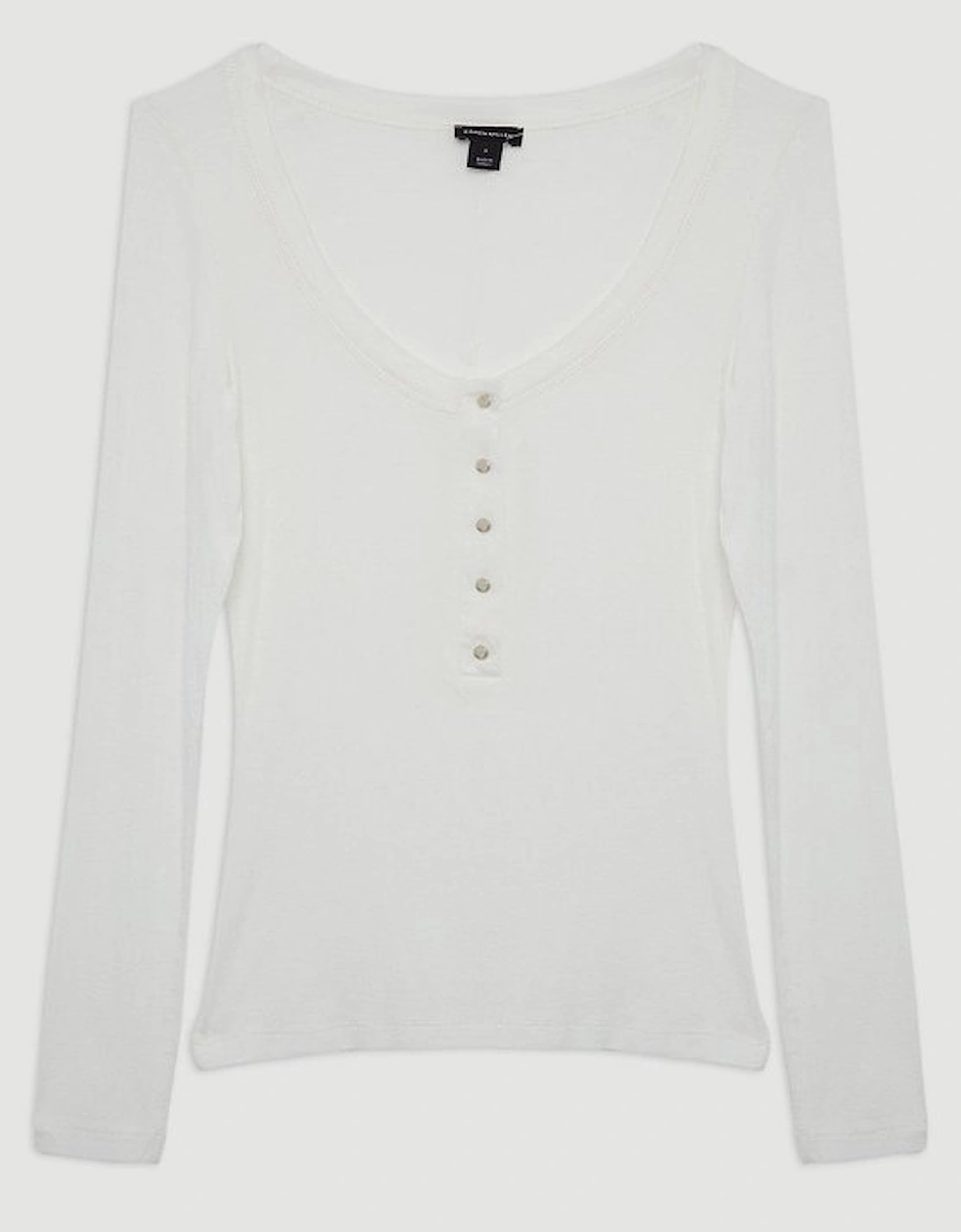 Lux Viscose Rib Jersey Long Sleeve Scoop Neck Top
