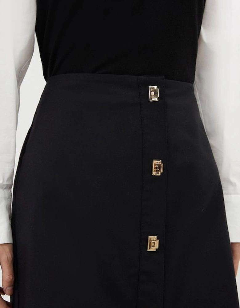 Tall Techno Cotton Woven Skirt With Gold Clasp