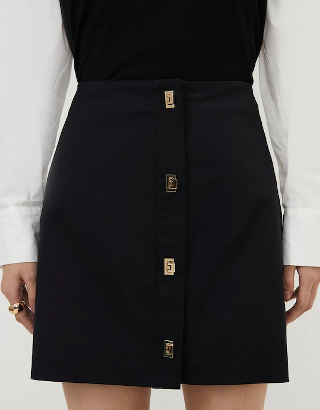 Tall Techno Cotton Woven Skirt With Gold Clasp