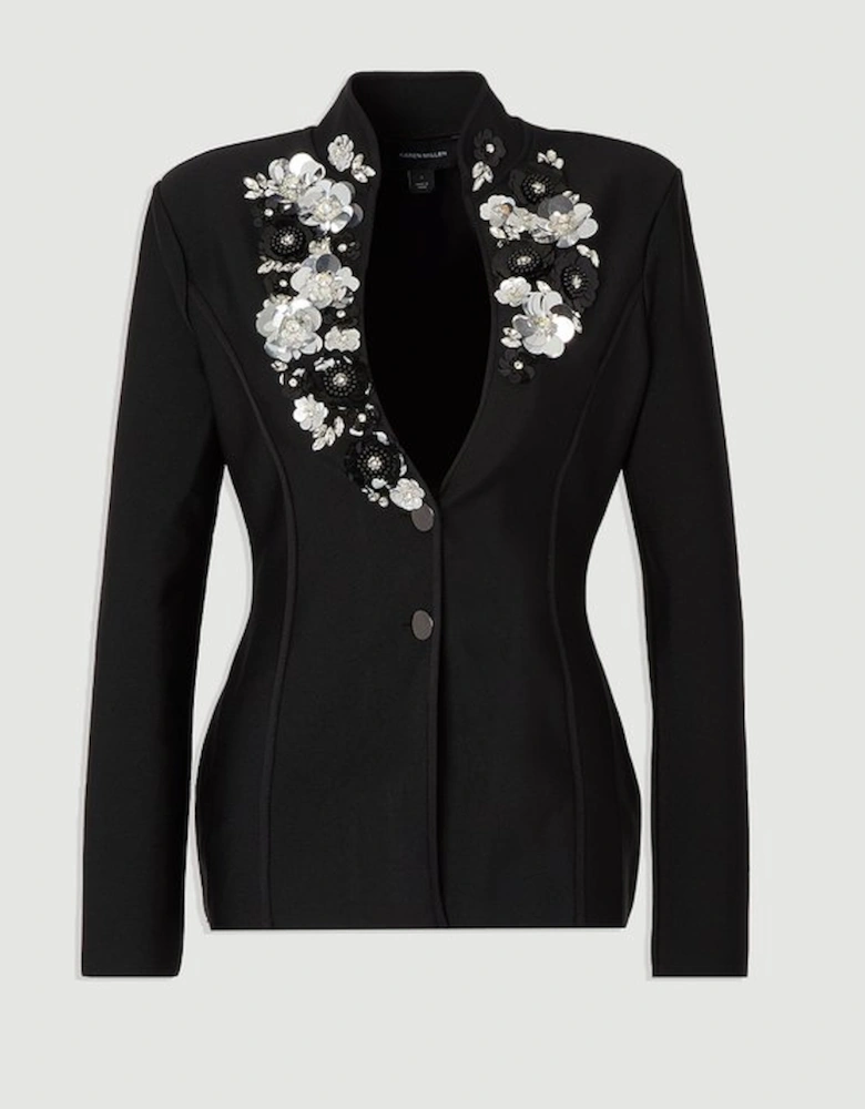 Embellished Figure Form Fitted Blazer Jacket