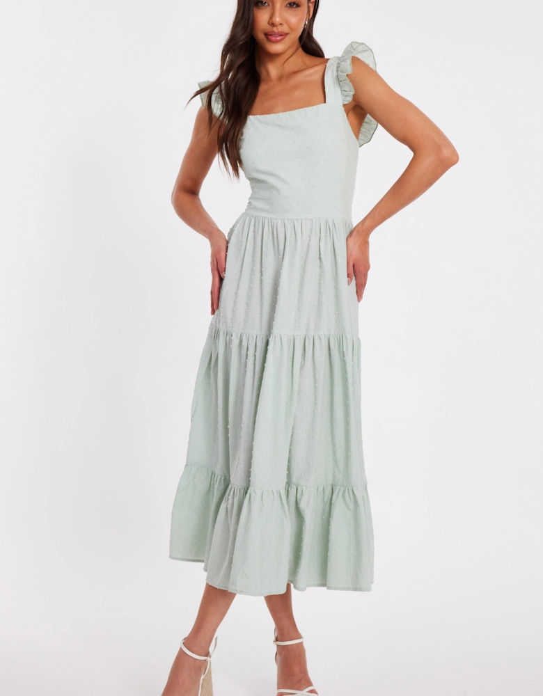 Light Green Tiered Midi Dress