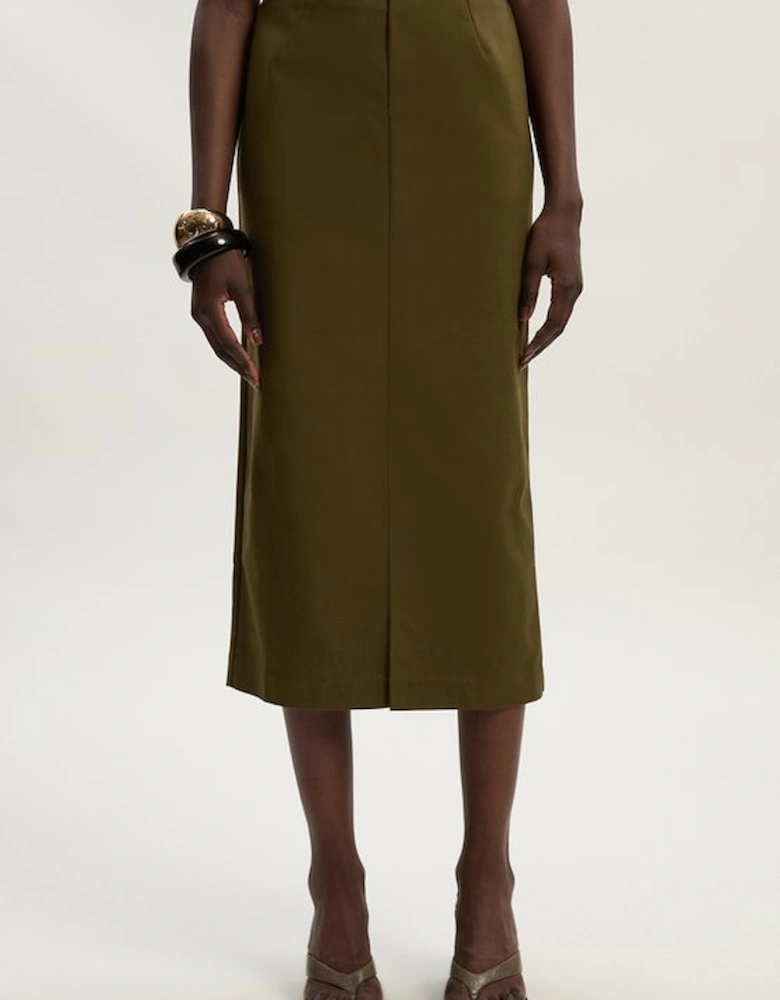 Techno Hardware Detail Woven Midi Pencil Skirt