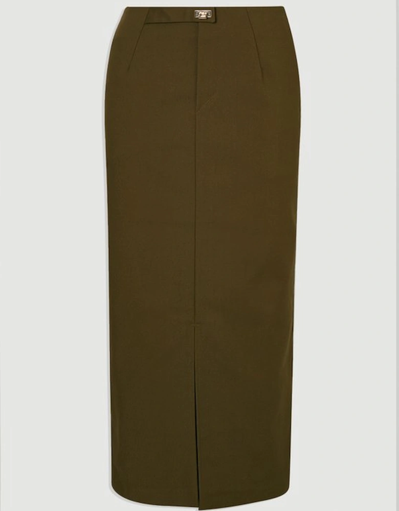 Techno Hardware Detail Woven Midi Pencil Skirt