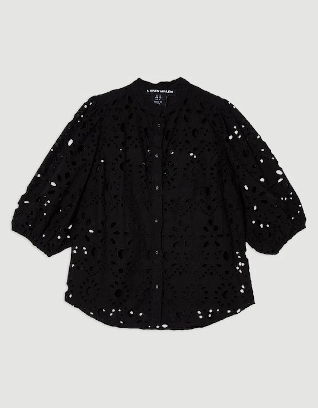 Cotton Broderie Short Sleeve Woven Blouse