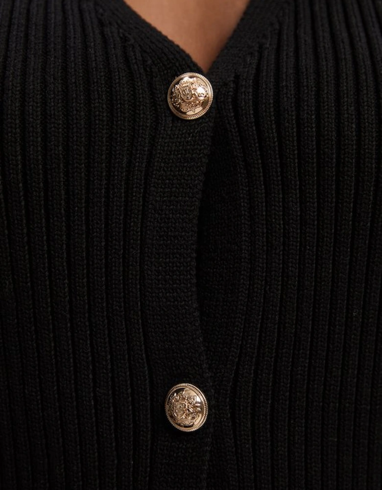 Plus Size Ribbed Cotton Knitted Waistcoat