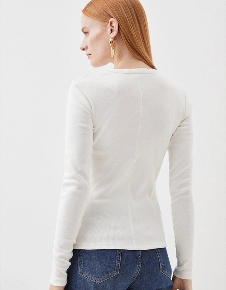 Compact Jersey Long Sleeve Ribbed Top