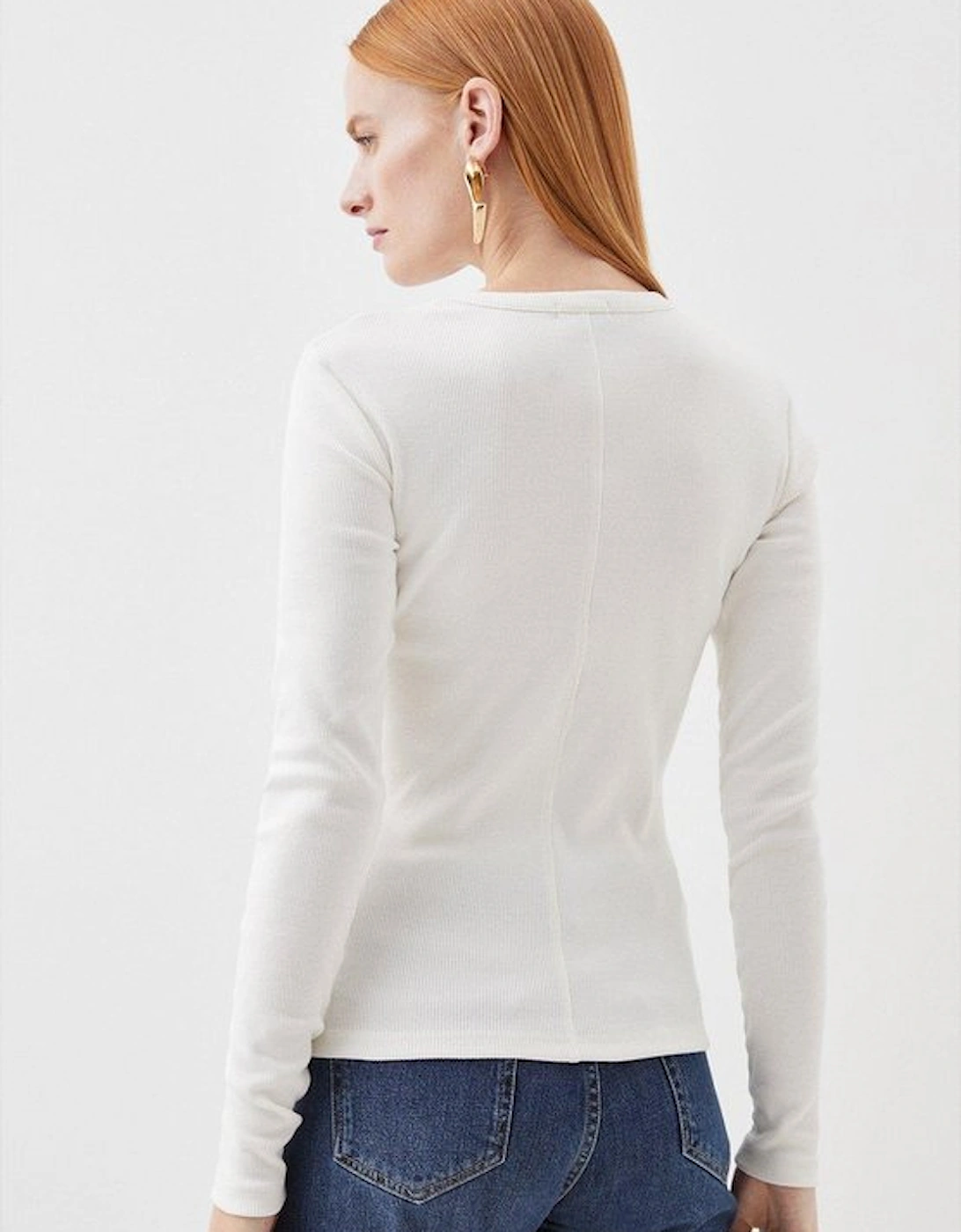 Compact Jersey Long Sleeve Ribbed Top
