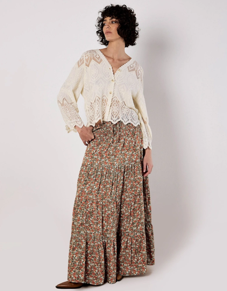 Ditsy Floral Tiered Maxi Skirt