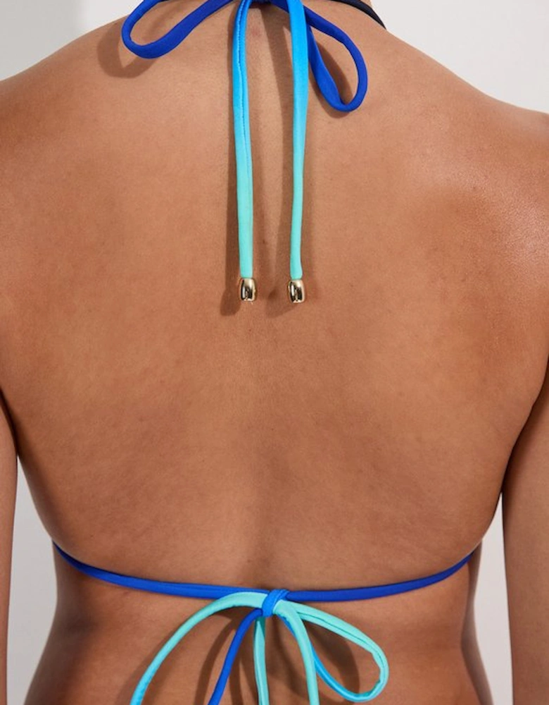 Print Detail Triangle Bikini Top