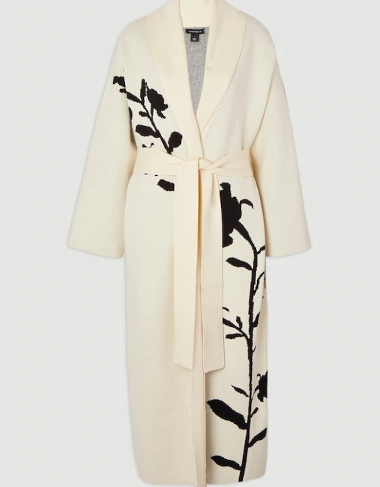 Petite Jacquard Floral Knitted Coatigan