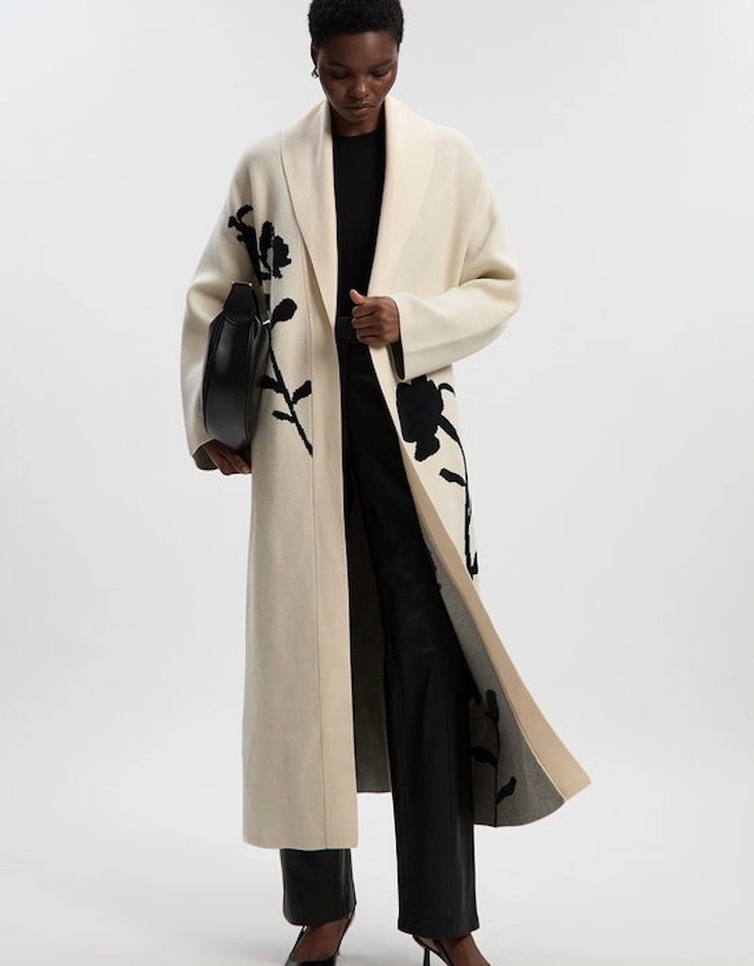 Petite Jacquard Floral Knitted Coatigan