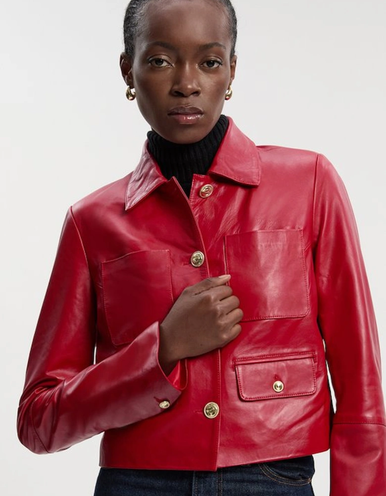 Leather Pocket Tailored Jacket
