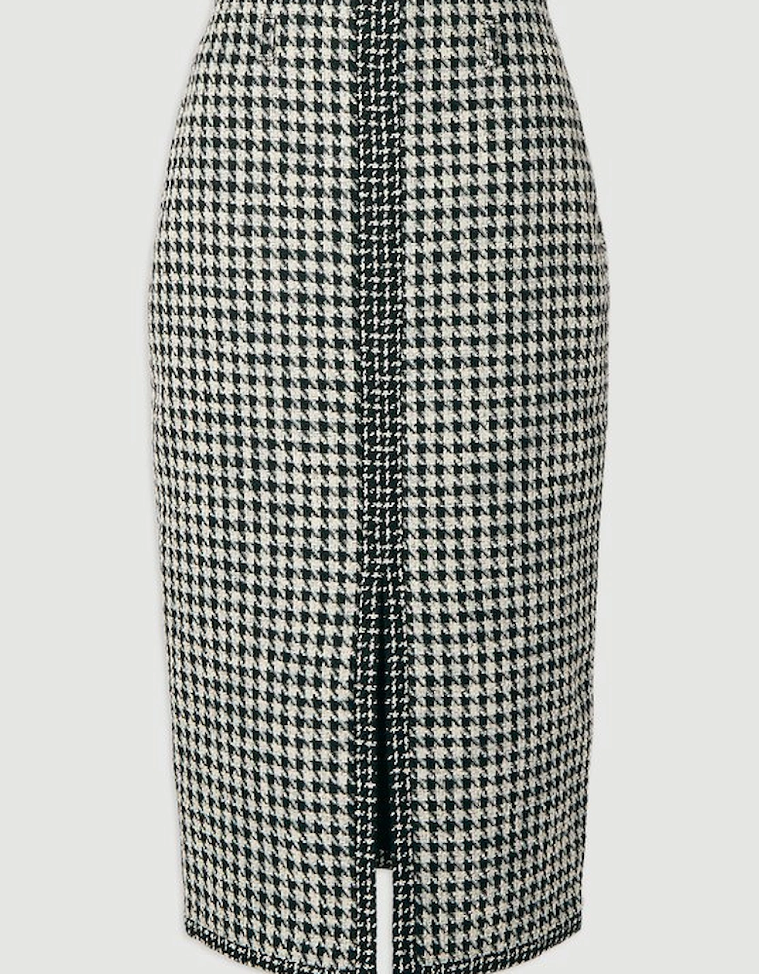 Textured Tweed Belted Tailored Pencil Skirt