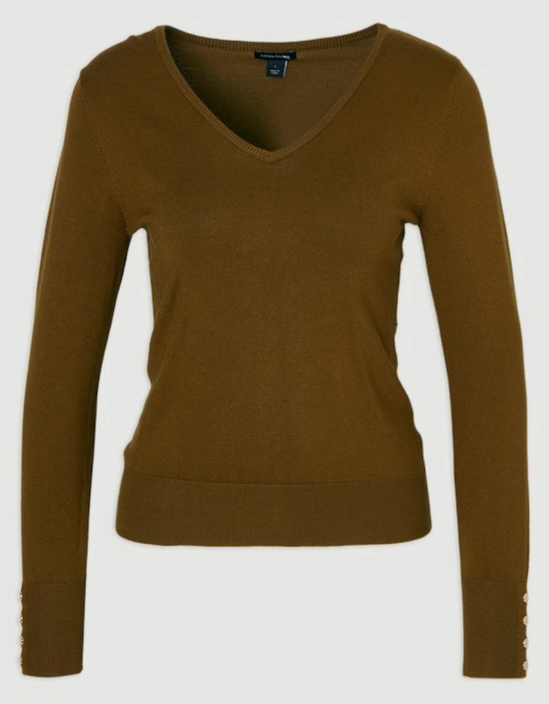 Viscose Blend Knitted V Neck Jumper