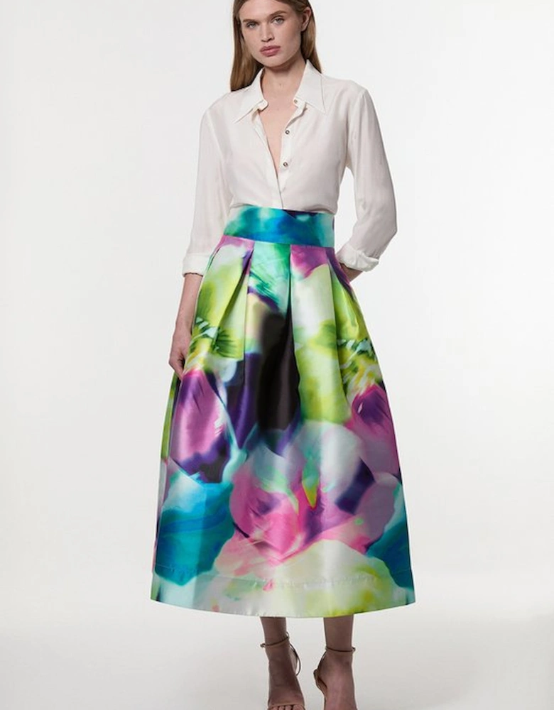 Floral Twill Woven Prom Skirt