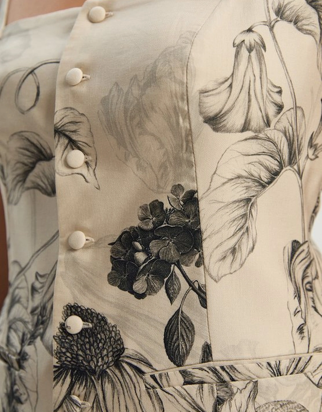 Viscose Linen Scenic Placed Print Strappy Top