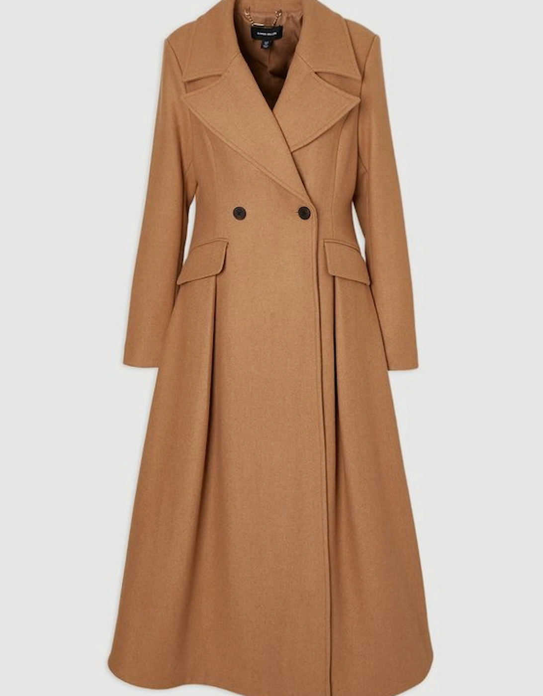 Wool Tailored Flared Skirt Midi Coat