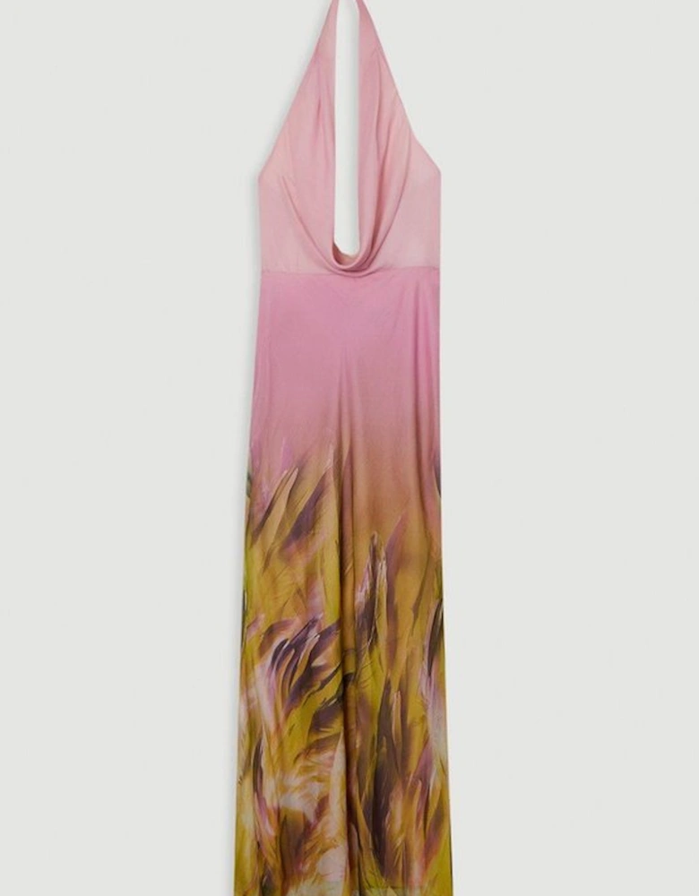 Petite Ombre Floral Cowl Neck Woven Maxi Dress