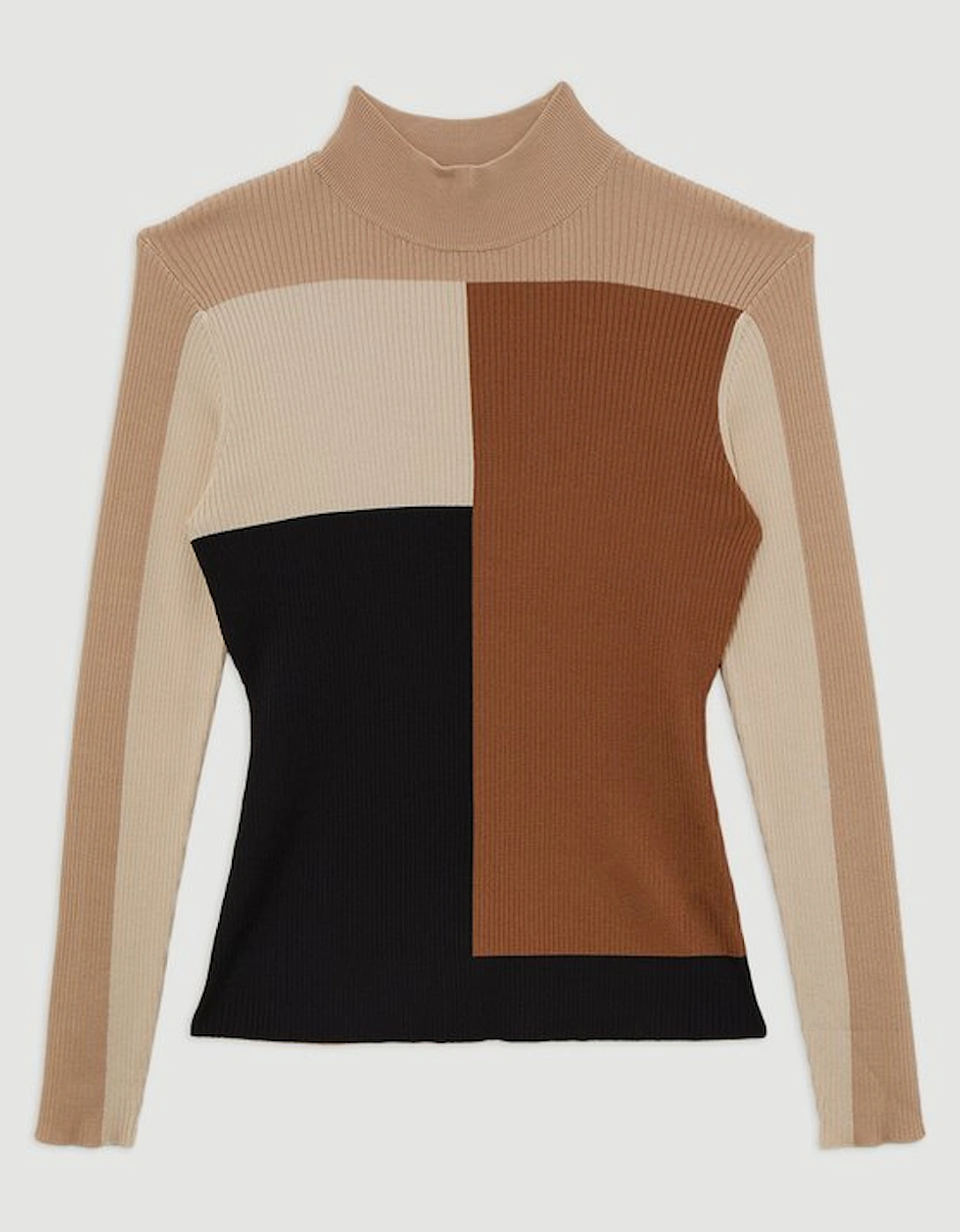 Slinky Rib Knit Colour Block Top