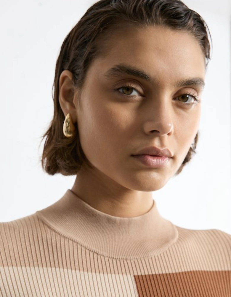 Slinky Rib Knit Colour Block Top