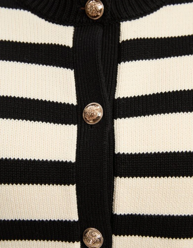 Plus Size Cotton Knit Nautical Boxy Stripe Jacket