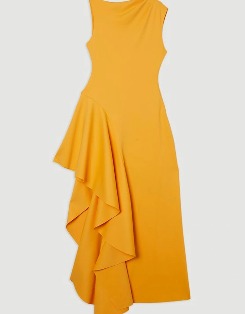 Scuba Drama Ruffle Hem Woven Maxi Dress