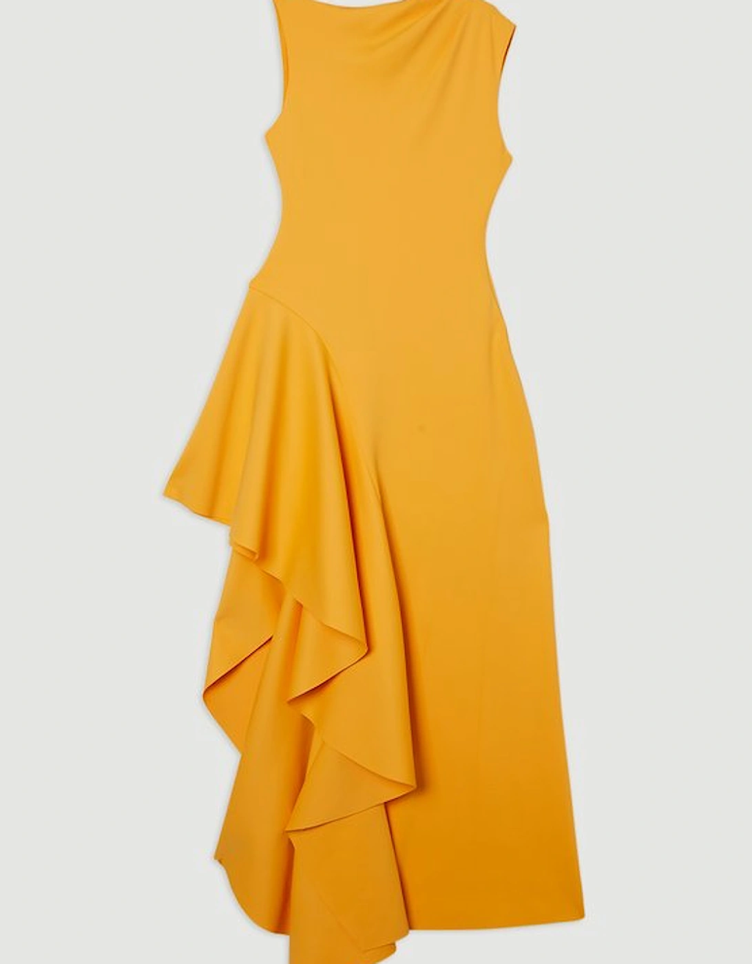 Scuba Drama Ruffle Hem Woven Maxi Dress