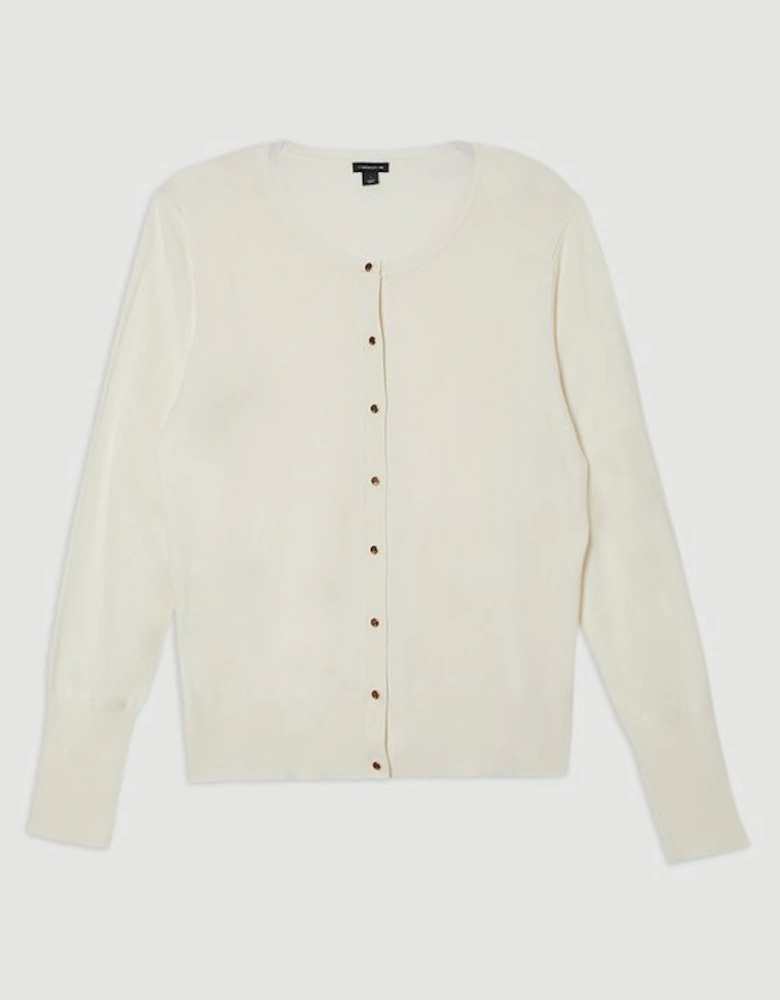 Plus Size Viscose Blend Popper Knitted Cardigan