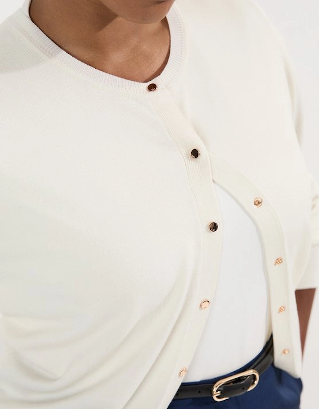 Plus Size Viscose Blend Popper Knitted Cardigan