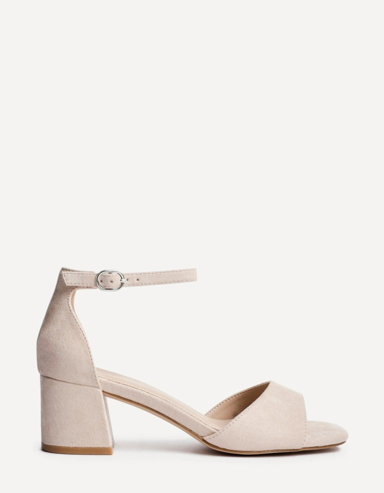 Maddie Nude Faux Suede Closed Back Block Heeled Sandals
