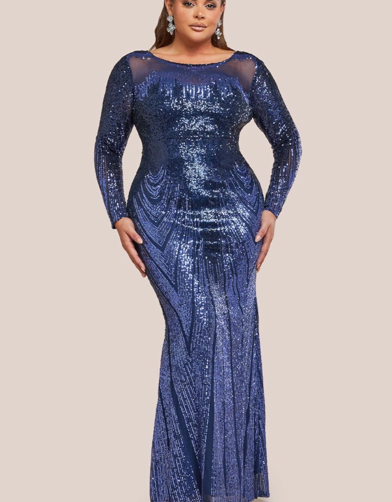 Long Sleeve Aztec Sequin Maxi Dress