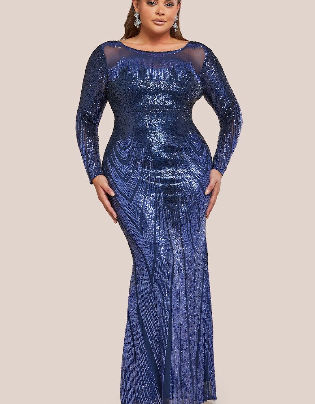 Long Sleeve Aztec Sequin Maxi Dress, 2 of 1