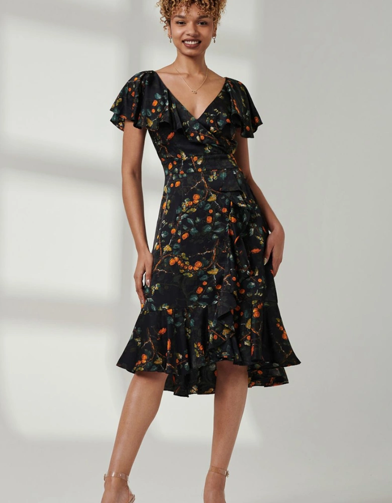 Julissa Satin Flare Hem Dress