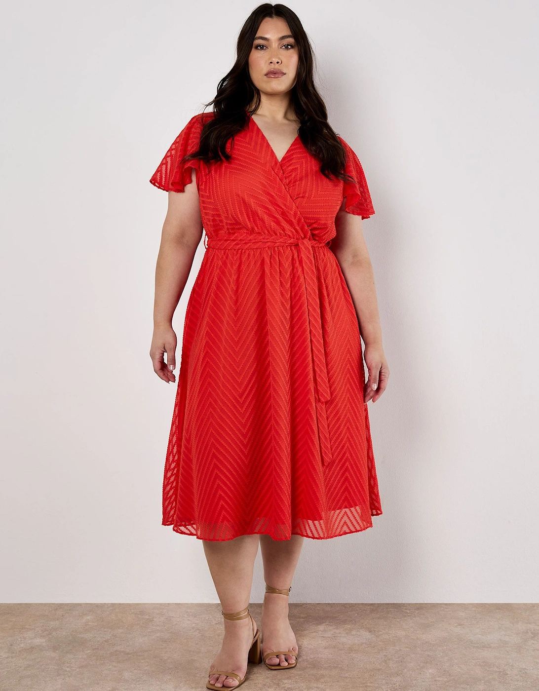 Curve Jacquard Chevron Wrap Midi Dress, 2 of 1