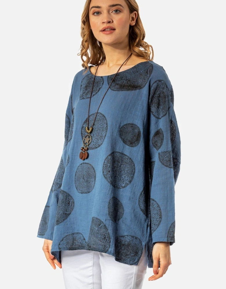 Spot Print Top with Necklace
