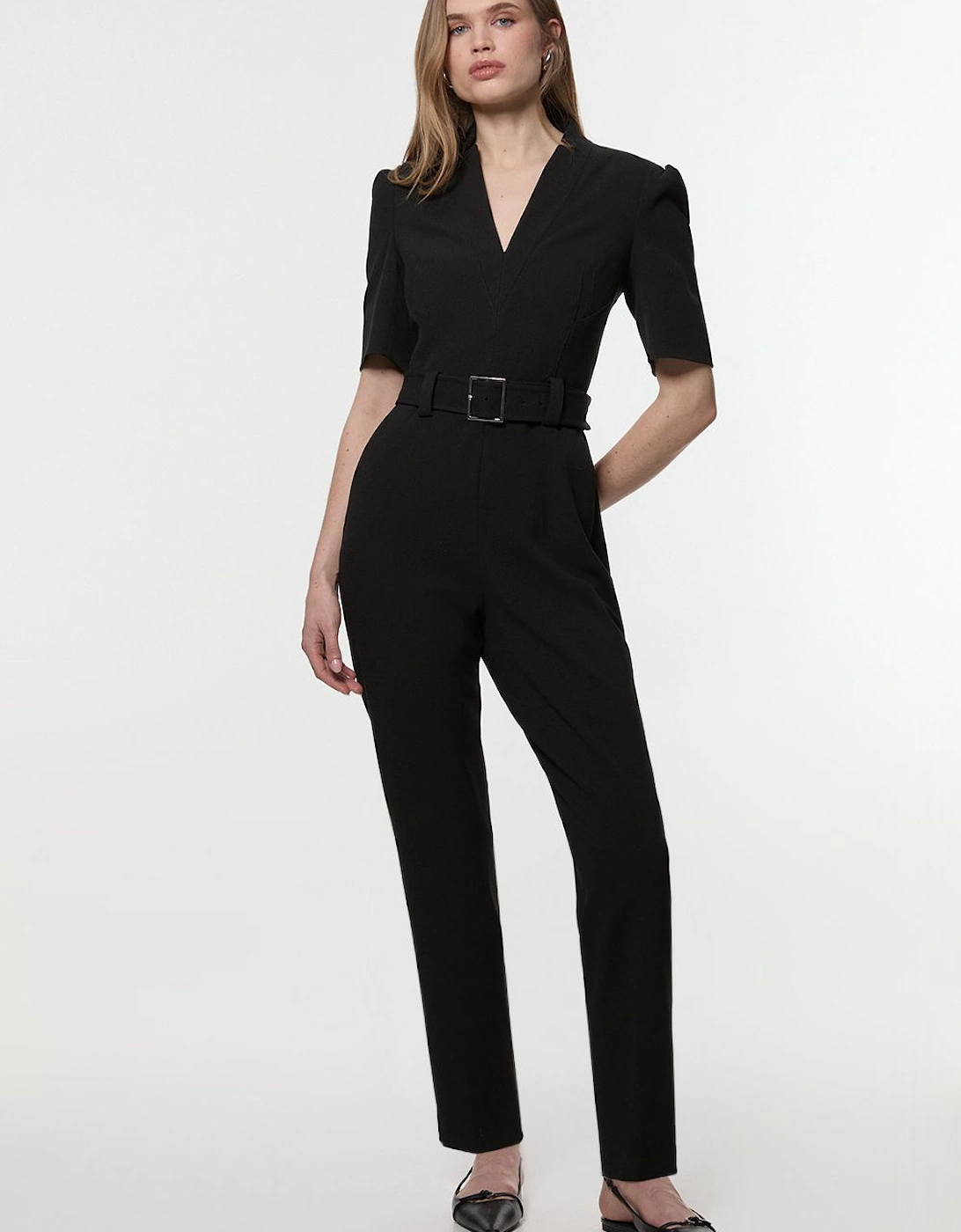 Structured Crepe Forever Belted Jumpsuit, 2 of 1