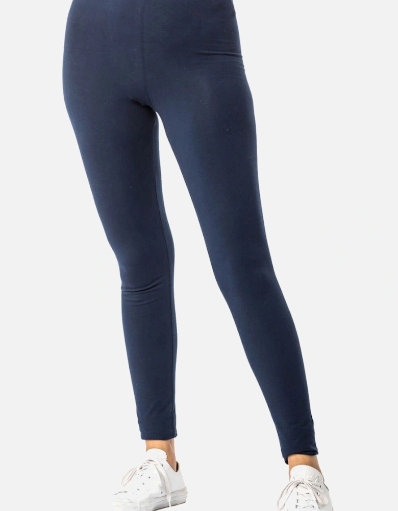 Stretch Plain Elastic Waist Leggings