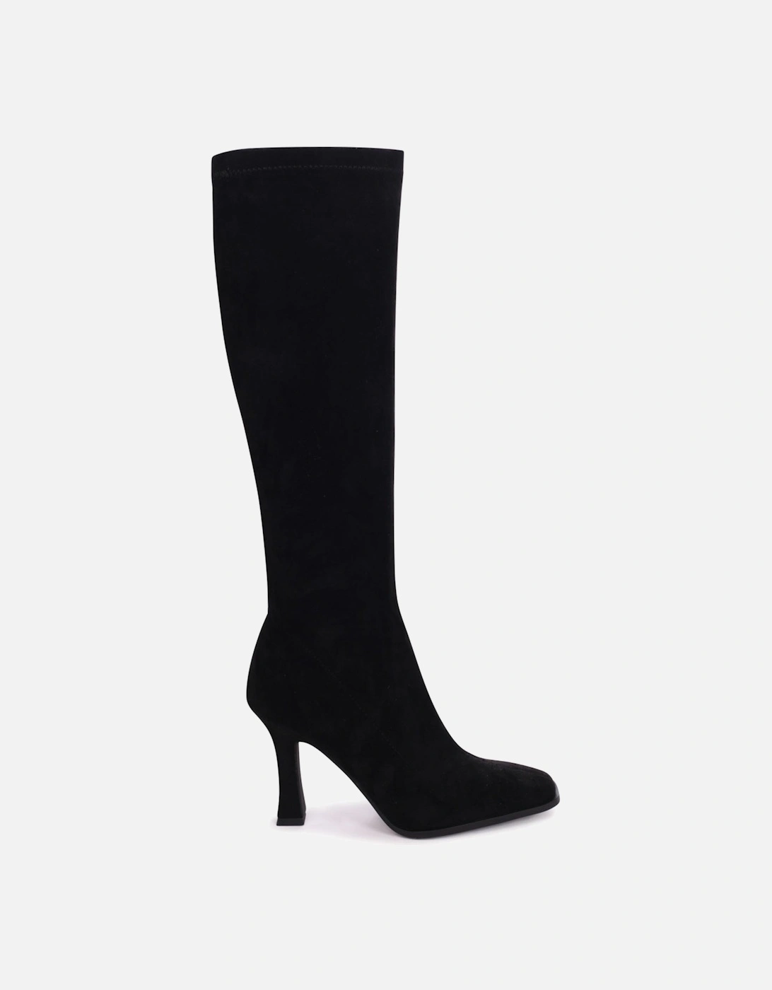 Winnie Black Suede Square Toe Heeled Sock Boot, 2 of 1